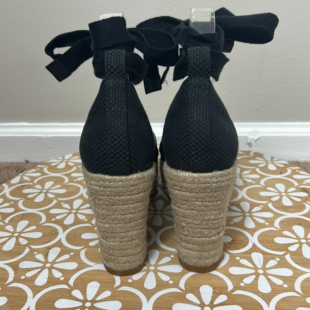 NWT Cole Haan Cloudfeel Hampton ankle tie espadrille wedge sandal in Black, 9 - Picture 9 of 11